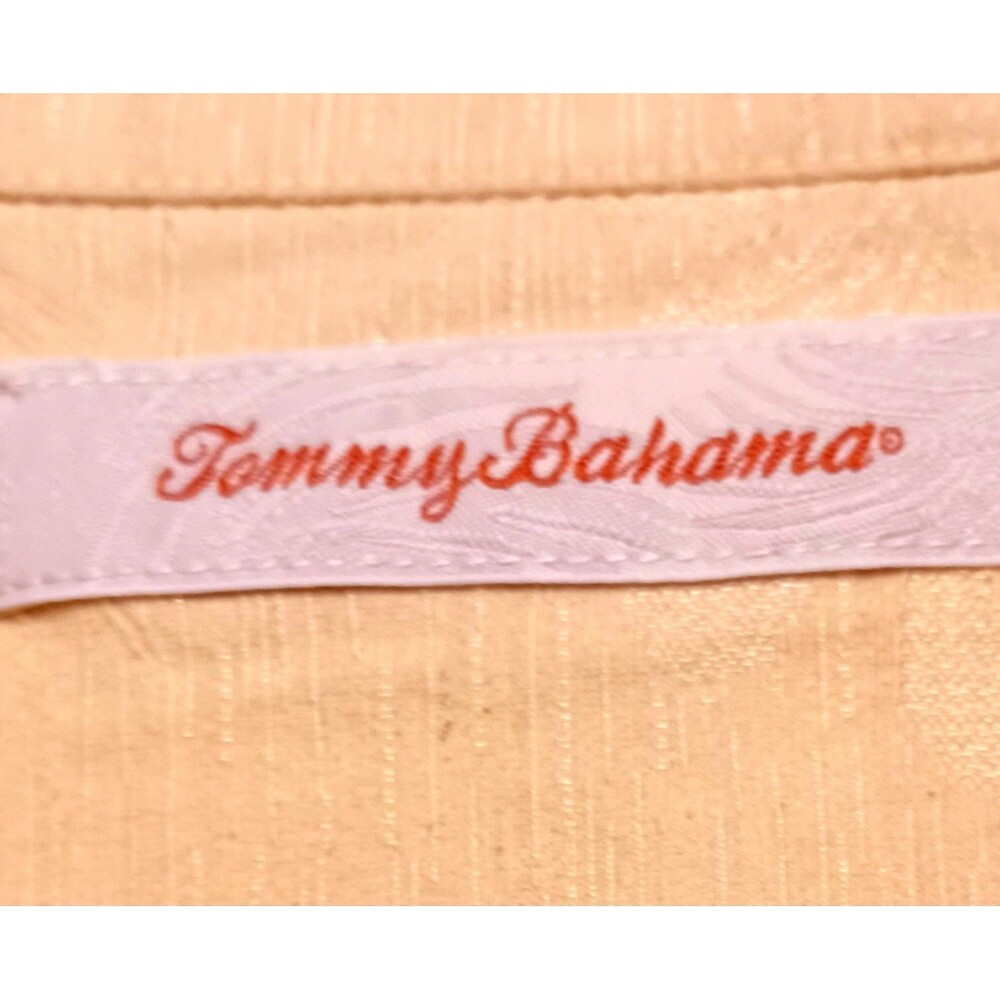 Tommy Bahama Men's Silk Blend Tropical Yellow Button Up Shirt size larger - Picture 5 of 8